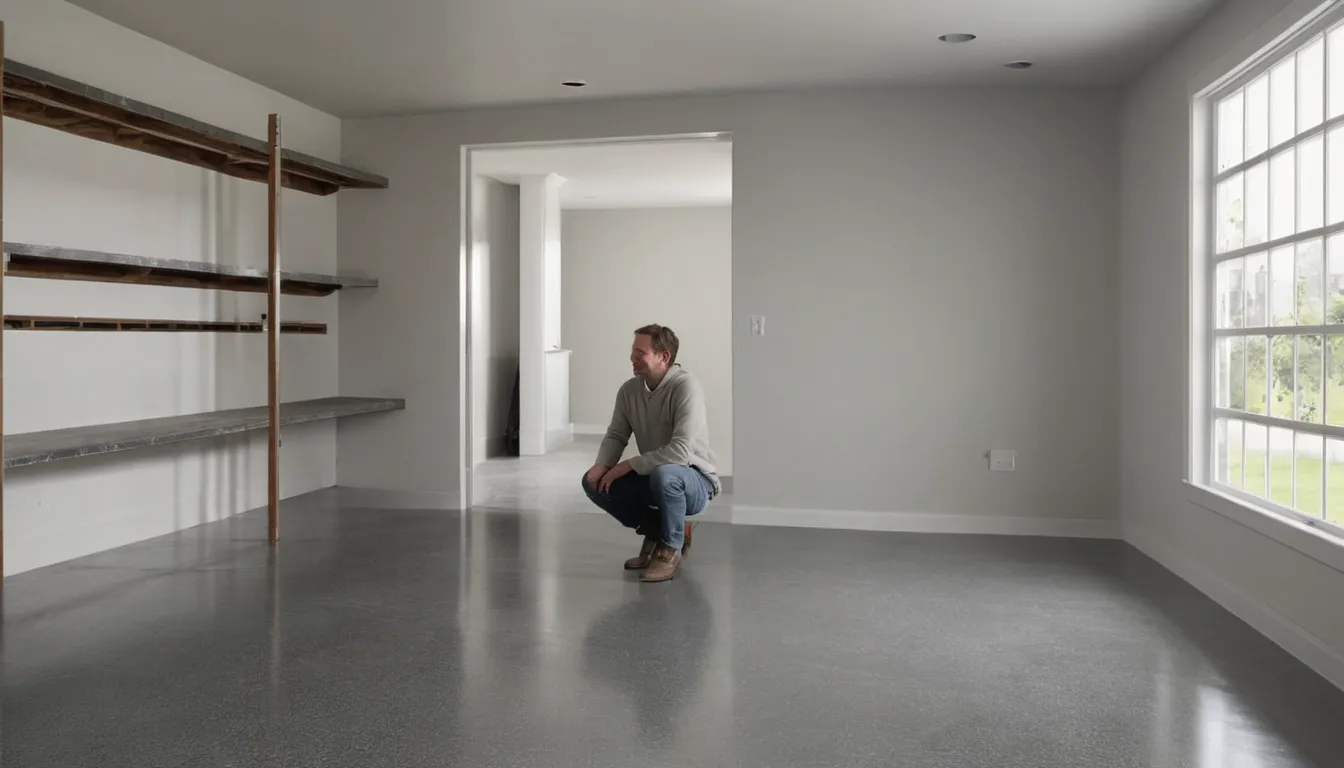 A freshly coated concrete basement floor in a Naperville area home, bright and clean